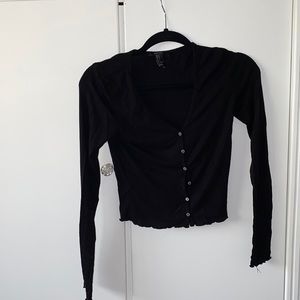 Longe sleeve black button up top